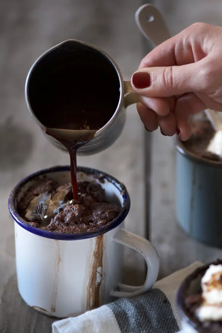 pudding al cacao con sciroppo al caffè